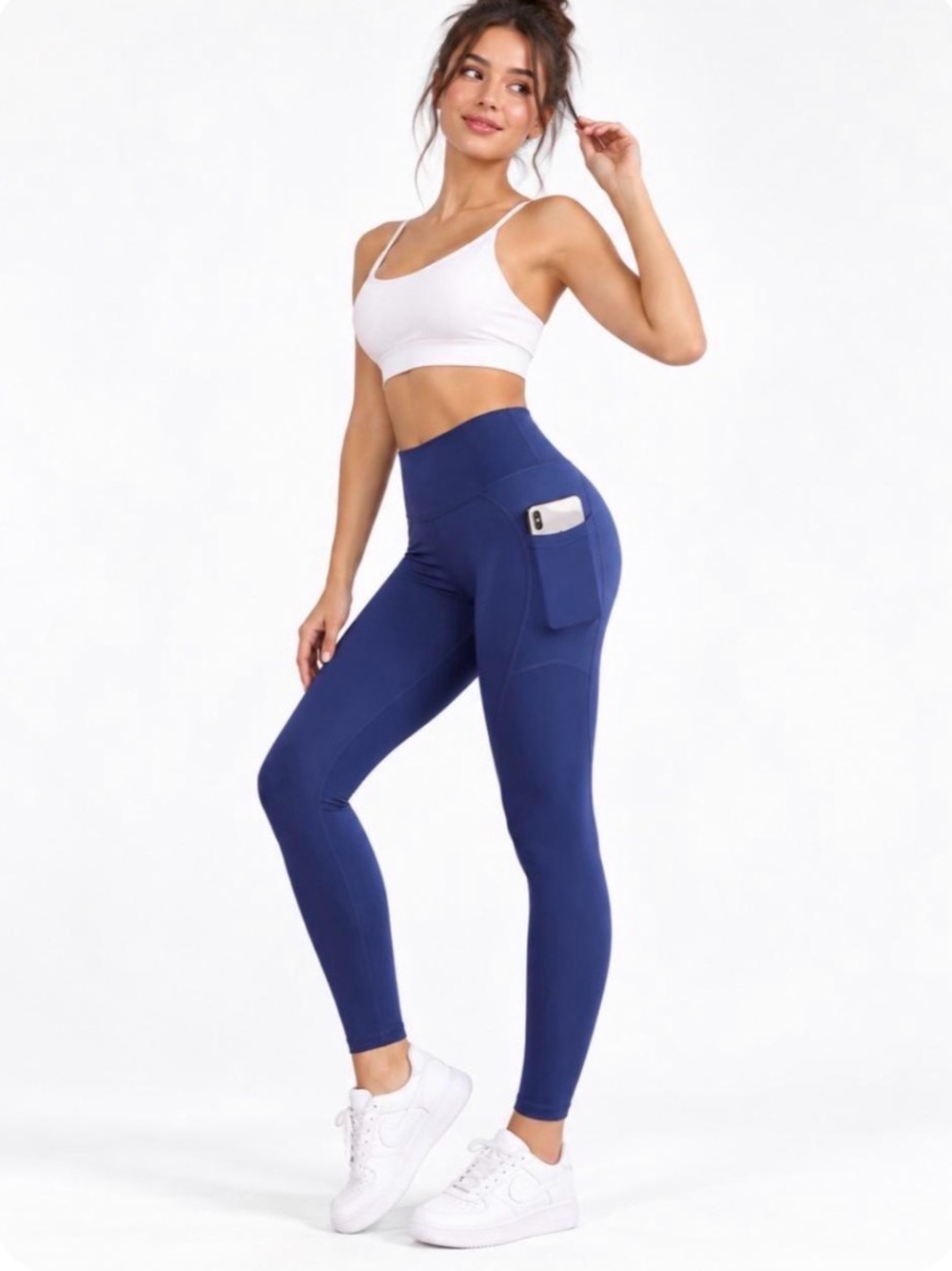 Cobalt Blue High-Waisted Sculpting Leggings with Pockets